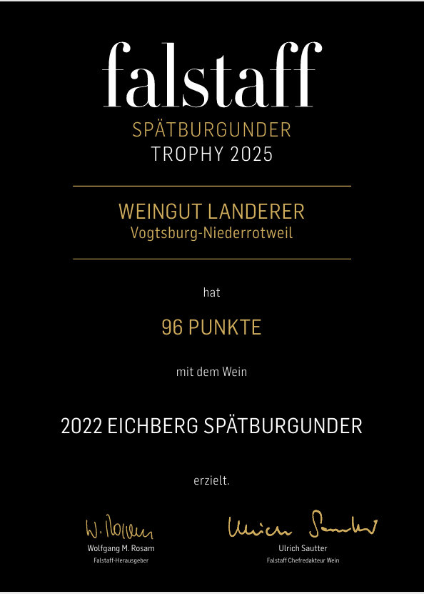 Auszeichnung: Falstaff Spätburgunder Trophy 2025